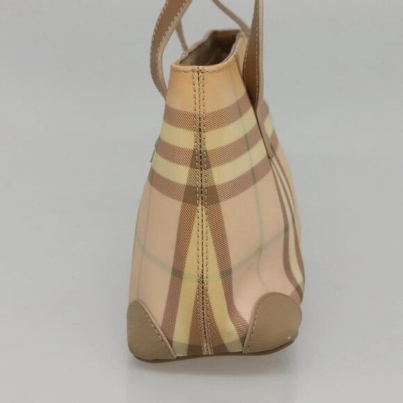 BURBERRY Nova Check Hand Bag PVC Beige Silver - Picture 3 of 16